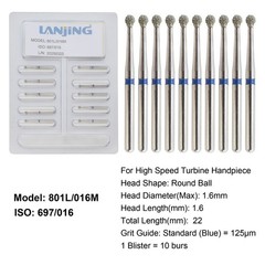 Dental Diamond Burs Round Ball Surgical Bur FG Coarse Fine Long High Speed 801
