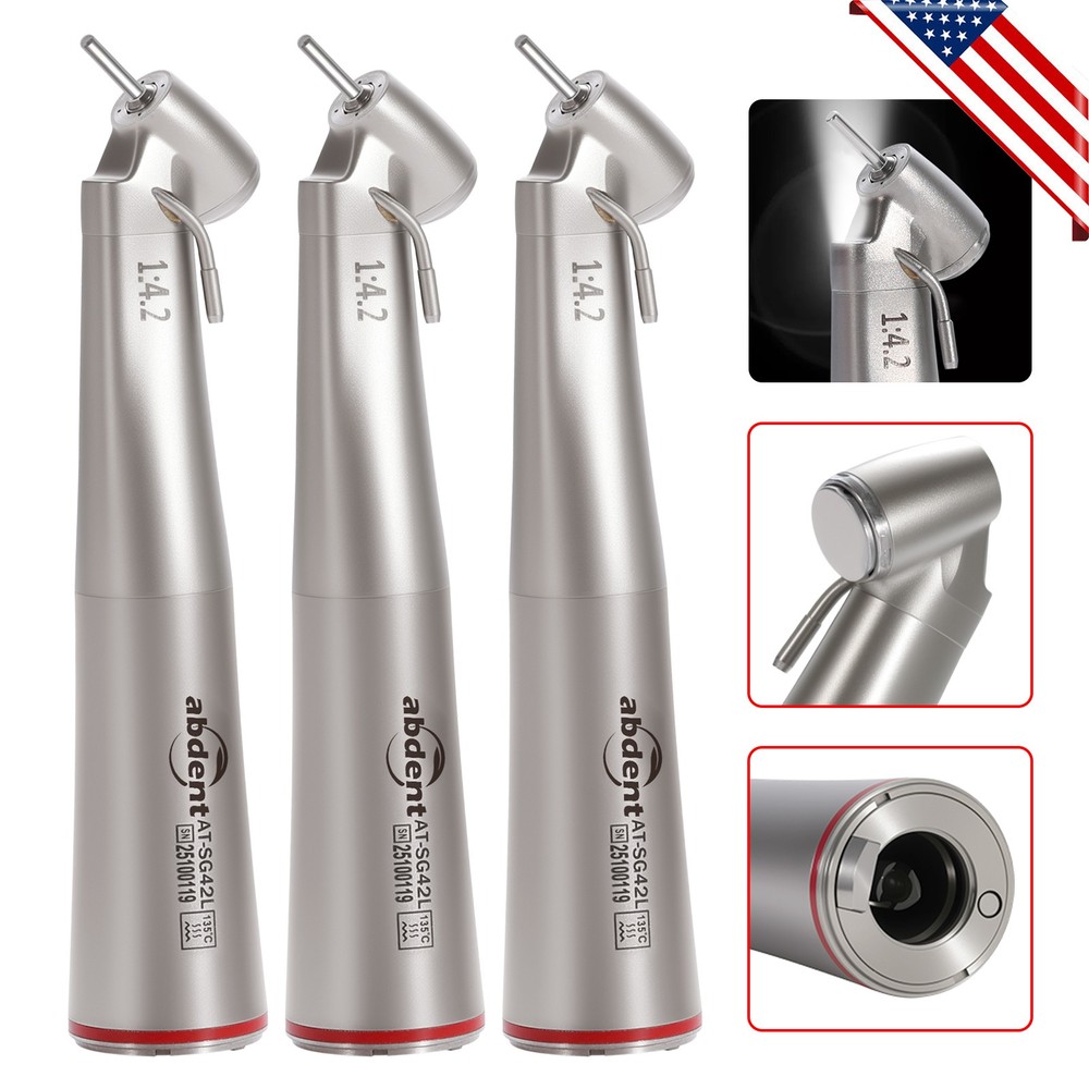 3 PCS Dental 1:4.2 LED 45°Angle Head Contra Angle Handpiece External Water