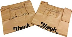 Heavy Duty Beige T Shirt Bags 21 x 6.5 x 11.5 0.71 Mil Grocery Bags