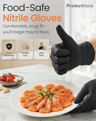 5 Mil Food Prep Black Nitrile Gloves Textured Disposable (Box of 100, Medium)