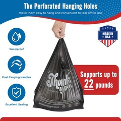 1000 Black Thank You T-Shirt Bags 12″ x 6.5″ x 21″ Plastic Grocery Shopping Bags