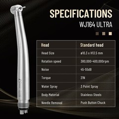 Triple Water Spray 10Pcs Dental High Speed Handpiece Push Button 4Hole Autochuck