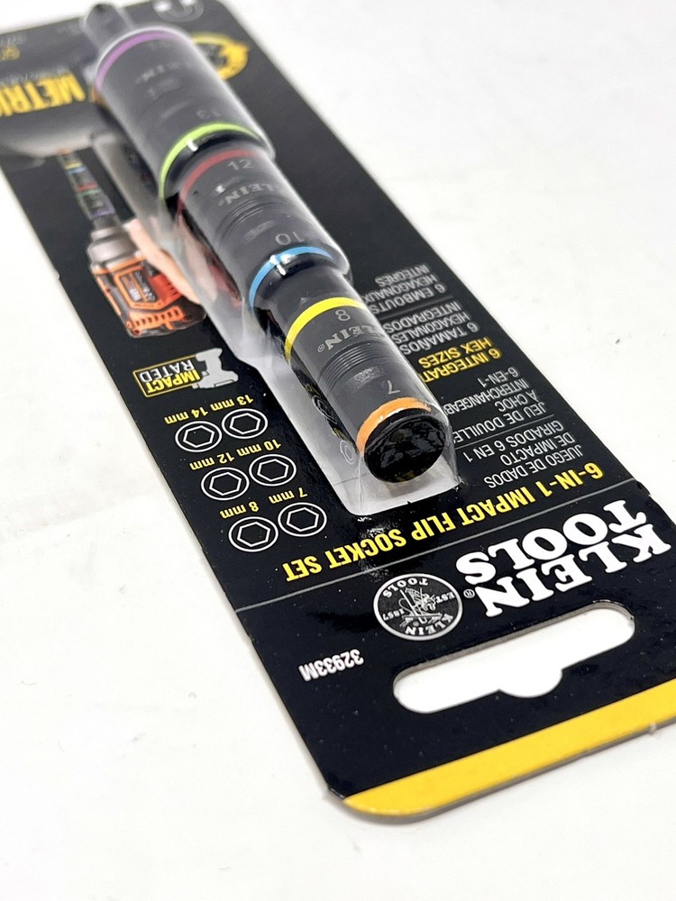 Klein Tools 32933M 6-in-1 Impact Rated Flip Socket Set 5” 6 Metric Hex Sizes NEW
