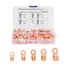 70PCS 5Types Car Open Wire Connector Copper Ring Lug Terminal Kit with Box a
