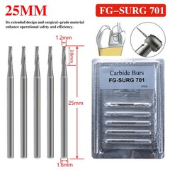 Dental Surgical Length Burs 701 High Speed Long Shank Carbide FG 5pcs/pack