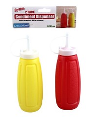 2 Piece Plastic Squeeze Mustard Ketchup Salad Dressing Condiment Set with Cap
