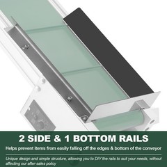 78″L Electric Incline Conveyor Machine, Max. 54.3″H Lift, 7.87″W Rubber PVC Belt