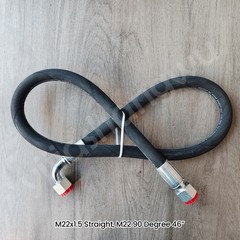 M22x1.5 Excavator Hydraulic Hose Straight+90°Elbow 1/2″ ID 46″ Long Replacement
