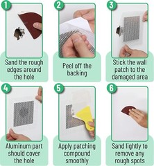 Bates Choice – Drywall Repair Kit, 16pcs, Dry Wall Patch 16 pcs, 4″, 6″, 8″