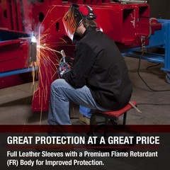 Lincoln Electric unisex adult Traditional Split Leather Sleeved Welding Jacket,