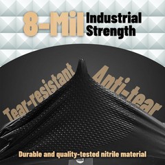 GP CRAFT Heavy Duty Black Diamond Grip 8mil Nitrile Gloves – Industrial Grade…