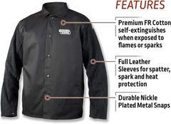 Lincoln Electric unisex adult Traditional Split Leather Sleeved Welding Jacket,