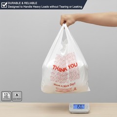 YoYoRain 1000 Pack White Thank You TShirt Bags with Handles, 11″x6″x21″ Plast…