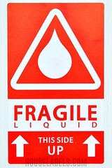 4 Rolls ; 500 Labels 3×5 (3″ x 5″) Pre-Printed Fragile LIQUID This Way Up Labels