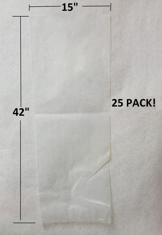 25 pcs! 15″ in x 42″ in Extra Heavy Duty 6 Mil Thick Long Poly Bags Heat-Seal HR