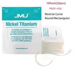 JMU Dental Orthodontic Super Elastic Niti Arch Wires Round Reverse Curve, 10pk