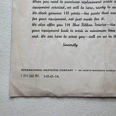 1967 International Harvester 194 Moldboard Plow Operators Manual