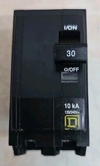 1) SQUARE D QO230 30 Amp 2 Pole Type QO Circuit Breaker W#