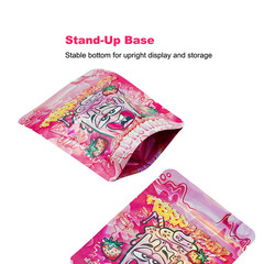 Smell Proof 3.5g Cartoon Print Mylar Bags 100pcs Zip Seal Stand Up Gummies Bags
