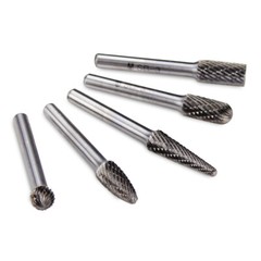 BHA 5 Piece Tungsten Carbide Burr Die Grinder Bits Set, Double Cut – 1/4” Shank