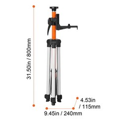VEVOR Laser Level Tripod 1/4″-20 & 5/8″-11 Thread 40.94-133.85 in Height Adjust