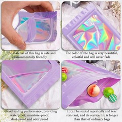 Holographic Mylar Bags Resealable Foil Pouch Zip Bags Smell Proof Food Storage