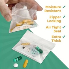 200-Pack Pill Pouches with Zipper Seal – Reusable Bags for Vitamins & Medication