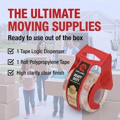 Heavy Duty Packing Tape with Dispenser 2 Pack – 2.6 Mil Thick Clear Shipping …