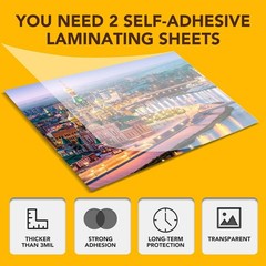 25 Pack Self Adhesive Laminating Sheets, 9 X 12 Inch, Clear Sticker Laminate She