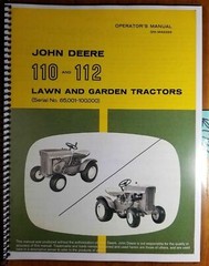 John Deere 110 110H 112 112H Lawn & Garden Tractor S/N 65001-100000 Oper Manual