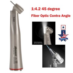 Dental LED Handpiece 1:4.2 Contra Angle 45° LED Fiber Optic Turbine Inner UPS
