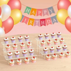 3 Tier Acrylic Display Risers Large Perfume Organizer Stand, Clear Cupcake Stand
