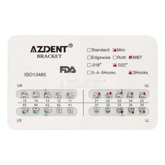 AZDENT Dental Ortodontic Bracket Metal Brackets 20Pcs/pack Mini MBT 022 & 3 Hook