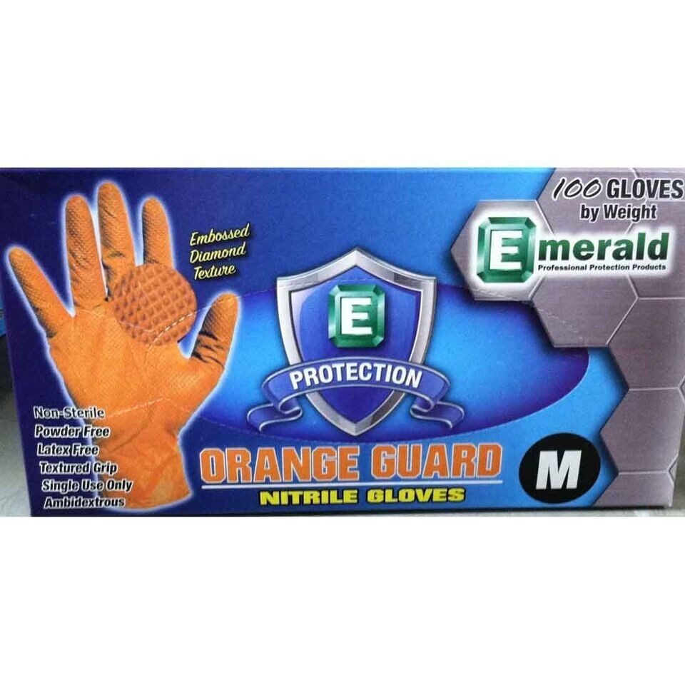 Emerald Orange Guard Grip Nitrile Exam Gloves Powder-Free Latex-Free 7 mil