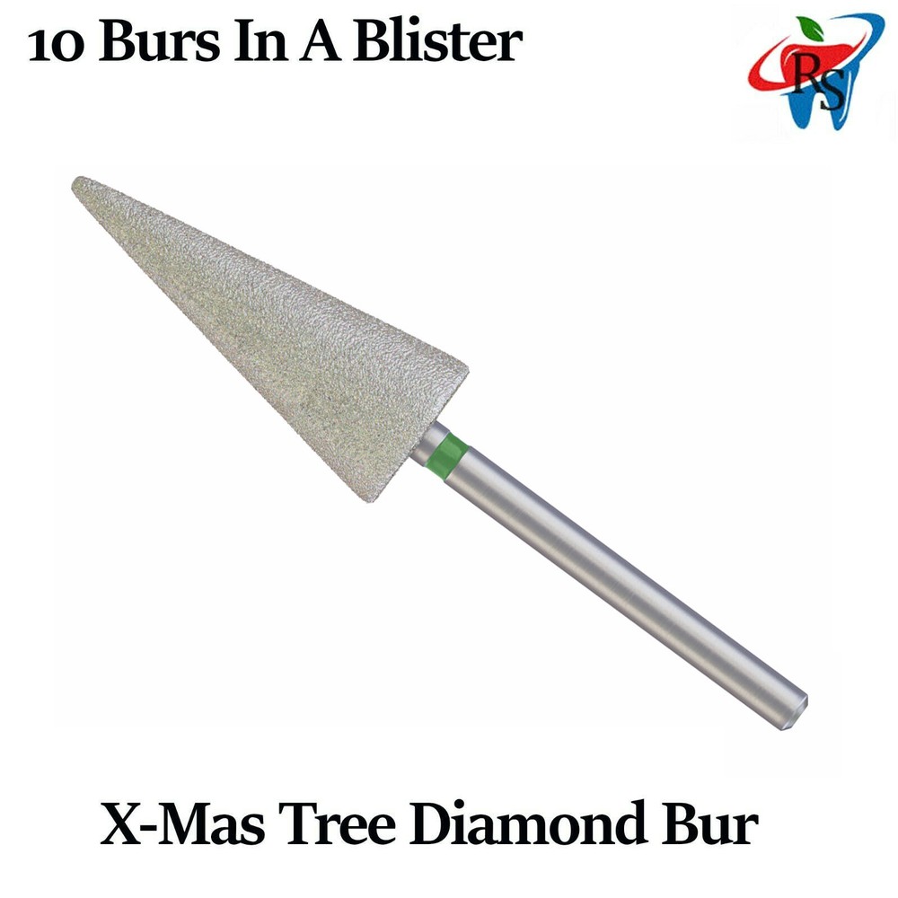 Dental FG Diamond Burs Drill High Speed Handpiece X-Mas Tree Cone 10pcs Pack