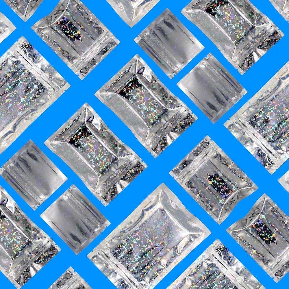Pack of 100 Holographic Flat Reusable Mylar Foil Bags for Small Jewelry Charms