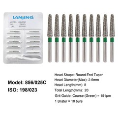 Dental Diamond Burs Football Round End Taper Coarse Fine FG High Speed 856 850