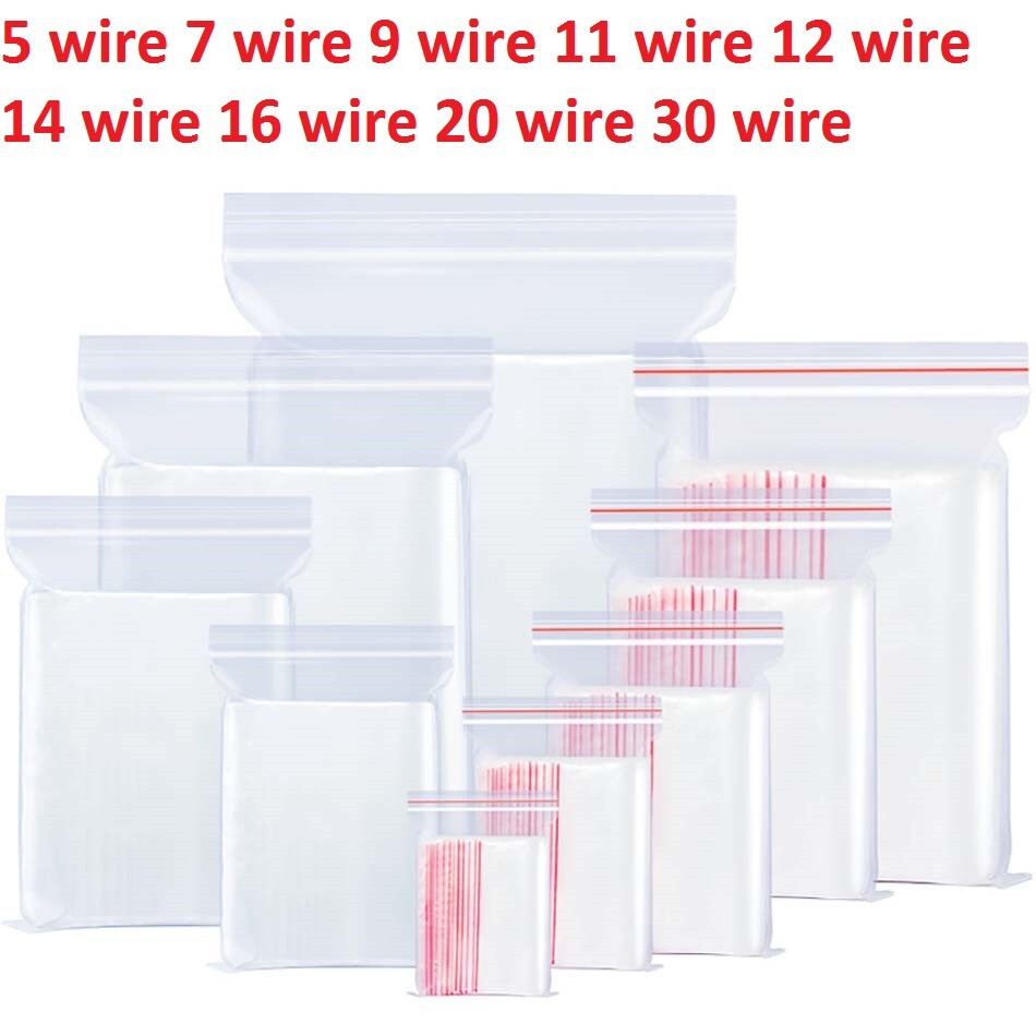 Zipper Bags Grip Seal Bags Clear Resealable Plastic Food Grade Storage Bags