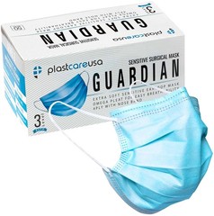 PlastCare USA Box of 50 4-Ply ASTM Level 3 Face 1 Count (Pack 50), Blue
