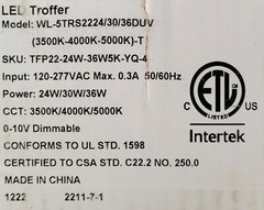 4 Pack 2×2 LED Troffer Panel Light, 24W/30W/36W Switchable, 3500K/4000K/5000K