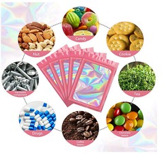 100/200 Pcs Holographic Mylar Foil Bags Resealable Zip Seal Pouches Smell Proof