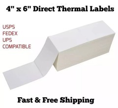6000 Blank 4 x 6 Direct Thermal Fanfold Peel & Stick UPS Shipping Labels Bulk