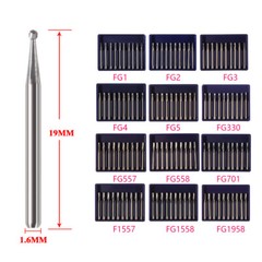 Dental Carbide Burs FG1/2/3/4/5/6/7/8 Round for High Speed Handpiece 10 -100Pcs