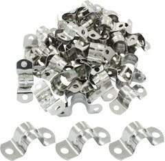 25 Pack M10 Rigid Pipe Strap, 3/8 Inch Stainless Steel Two Hole Cable Strap, U B