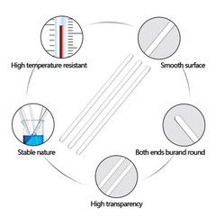 Glass Stirring Rod 12 Inch Length Stir Stick with Both Ends Round 24 pcs/pk