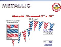 Metallic Pennant Flag Streamers Multi Color 60 Foot (40 Flags Per String)