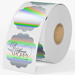 Holographic Thermal Labels 2” Flower Stickers for Thanks Card Logo Tag 400/Roll