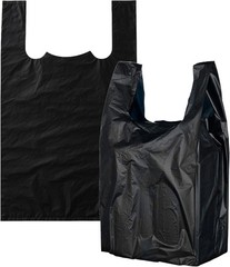 12×6.5×22 Inches Black Plastic Shopping Bags for Grocery Takeout 600 Pcs