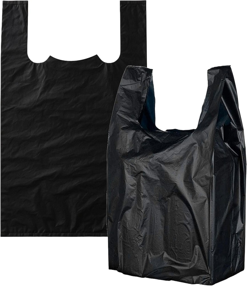 12×6.5×22 Inches Black Plastic Shopping Bags for Grocery Takeout 3000 Pcs