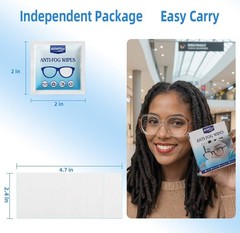 Ageantscom Anti-Fog Wipes for Glasses – Eye 1 Count (Pack of 100), Blue